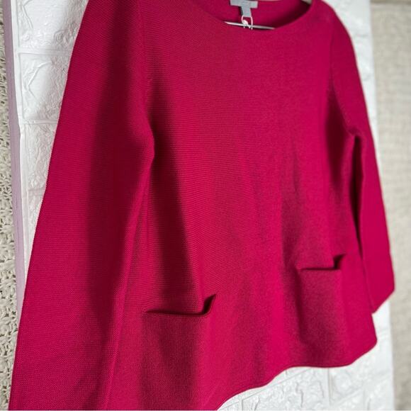 NEW Size XS COS A-Line Merino Jumper Knit Magenta Pink Pocket Pullover Sweater - Picture 4 of 9